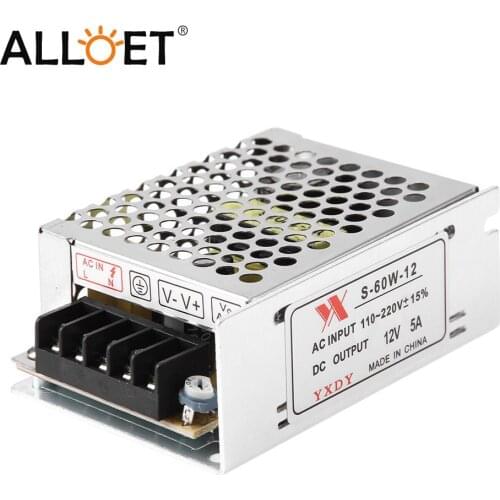 AC 90-260V to DC 12V 5A 60W Lighting Transformer LED Driver Switch Power Supply Adapter for LED Strip Light