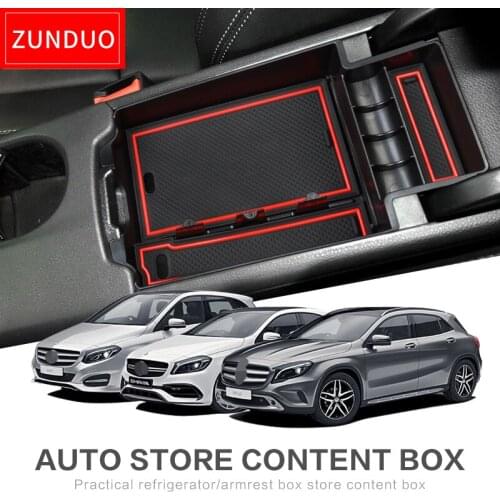 ZUNDUO Car central armrest box For Benz A45 GLA CLA A B Interior Accessories Stowing Tidying red