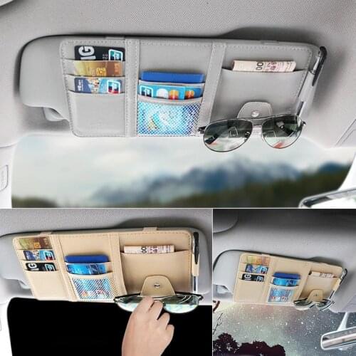 Car Sun Visor Organizer Pocket Pu Leather Stowing Tidying Box For Skoda Superb Octavia A5 2 Fabia Rapid Yeti Citroen C4 C5 C3