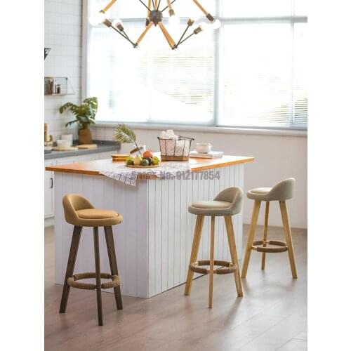 Solid wood bar stools modern minimalist high stools home back chairs bar stools bar chairs milk tea shop chairs front desk chair