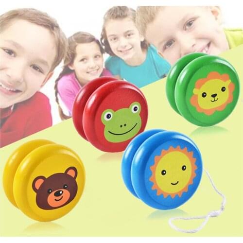 Wooden Educational Toys for Children Large Cartoon Colorful Circle Yoyo Ball