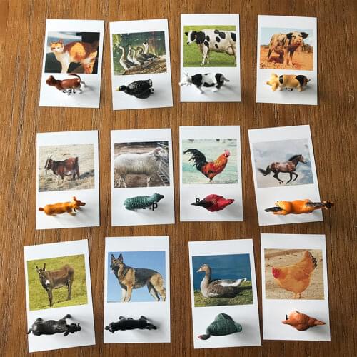 Montessori Baby Animal Cognitive Pair Cards Puzzle Toddlers English Learning Flash Card Educational Toys For Kids Brinquedos