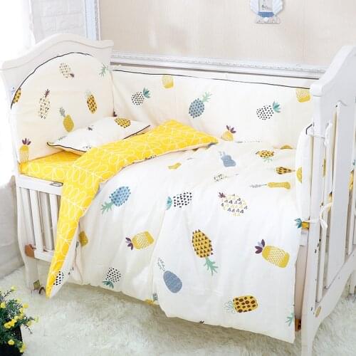 Cotton Baby Crib Bedding Set 5pcs/set Baby Bed Linen For Newborn Girls Boys 1 Bed Sheet+4 Cot Bumpers with Filler Dropshipping