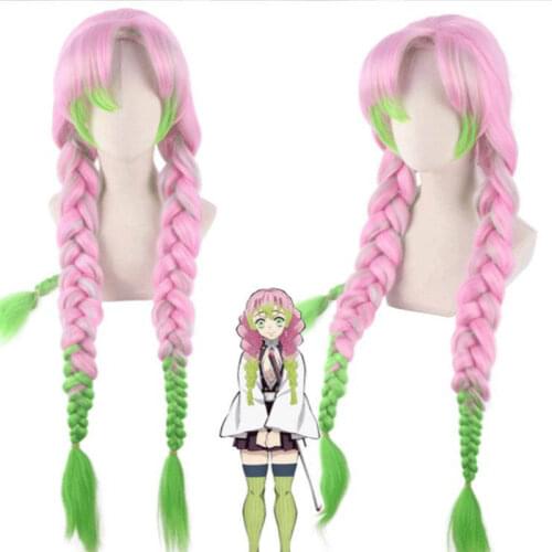 Demon Slayer Anime Cosplay Long Wig Blade Character Ganlu Temple Mili Cosplay High Temperature Wire Anime Cosplay Long Wig