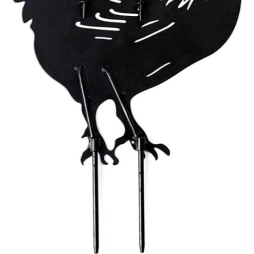 3x Black Chicken Yard Art Stake for Garden Pathway Sidewalk Floor Decoration