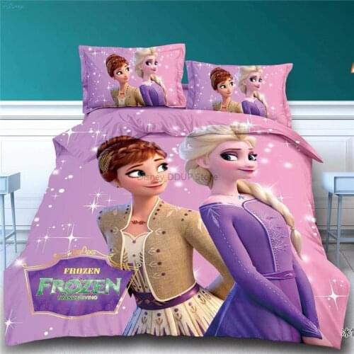 Frozen Anna Elsa Kids Girls Bedding Set Disney Cinderella Aurora Ariel Princess Duvet Cover Bed Sheet Pillowcases Drop Shipping