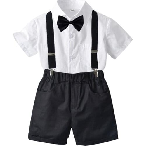 Summer Baby Boy Clothing Suit Fashion Gentleman Kids Boys Clothes T-Shirt+Belt Pants Gentlemen Boys Clothes Suit Party Wedding