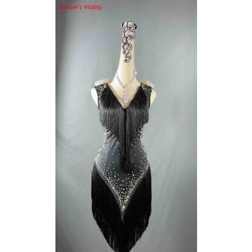 Latin dance performance competition costume sexy professional high-end womens dance performance tassel dress