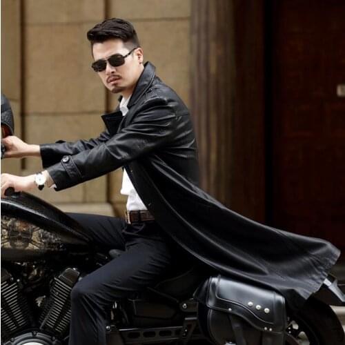Suits collar black mens leather coat slim motorcycle jackets men fashion clothes jaqueta de couro autumn winter big size M - 4XL