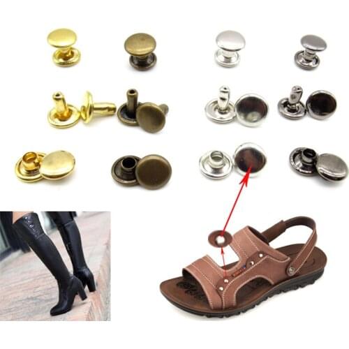 6/8mm Metal Double Surface Rivets 100 Sets Round Rivets for Leather Bags Belts Clothes Shoes Pet Collars Decor