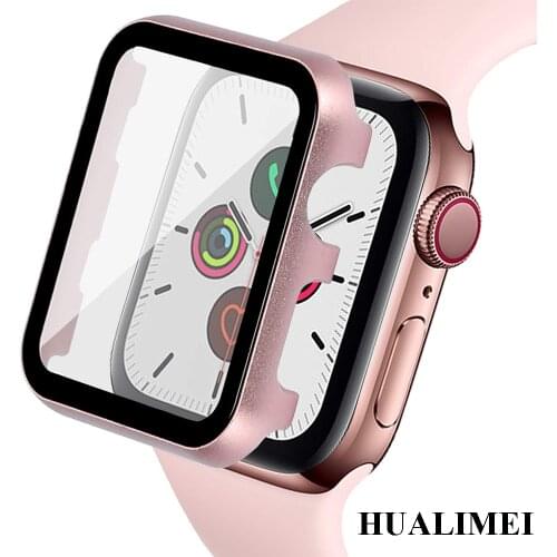 Metal Case and Tempered Film glass for Apple Watch 42mm 38mm 44mm 40mm Cover iWatch SE 6 5 4 3 2 1 Watch Protective Case Shell