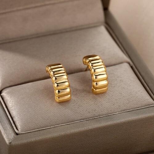 Fashion Ear Cuff For Women Girls 2020 Bohemia Hoop Round Gold Color C-shape Statement Stud Earring Female Jewelry Gift