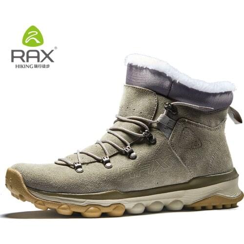 RAX Mens Warm Fleece Boots Walking Shoes Men Women Breathable Snow Boots Thermal Hiking Shoes Men Hiking Boots Winter Shoes