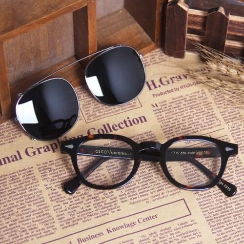 Johnny Depp Glasses Clip On Sunglasses Polarized Lens Men Women Acetate Optical Glasses Frame Brand design Sq007