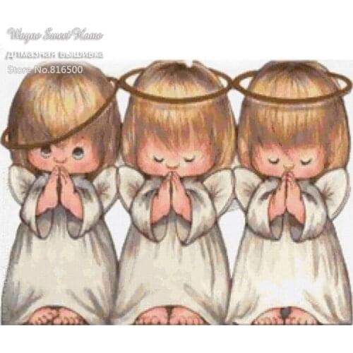 Needlework 5D DIY Diamond Painting Cross Stitch Embroidery Three Angel Girl Pray Rhinestone Pasted Mosaic Kit Home Decorative