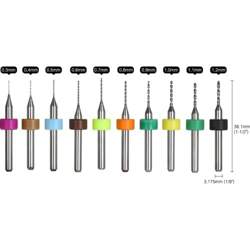 Tungsten Carbide Micro Drill Bit Set Engraving Tools for PCB Circuit Board 0.3-1.2mm/1.1-2.0mm 10pcs Tools Bits Set