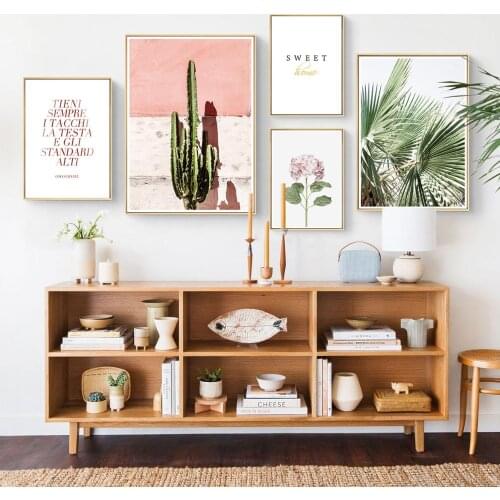 Wall Art Canvas Painting Cactus flower Plant Banana Leaf Quotes Nordic Posters And Prints Wall Pictures For Living Room Decor