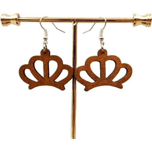 New Fashion Retro Charming Hollow Korean Crown Wood Drop Earrings Tree of Life Flower Style Wave Female Gift AF026-038