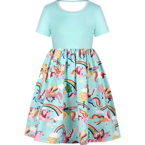 New Big Size Girls Dress Summer Flower Pattern Birthday Gift Party Princess Dress For GIrl 5-10 Years Old Kids Clothes