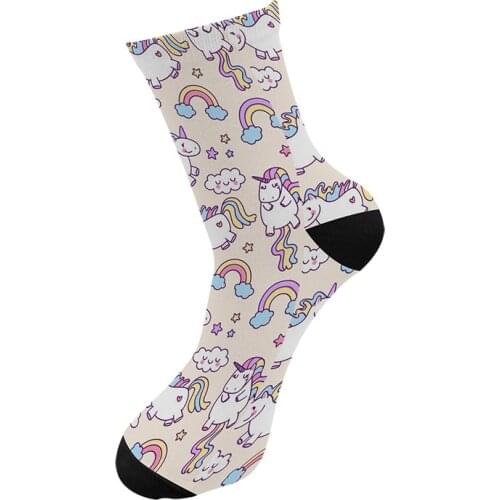 New 3d Printed Cartoon Unicorn Men Crew Socks Cute Kawaii Long Socks Street Trend Tube Socks Licorne Chaussette Calcetines Mujer