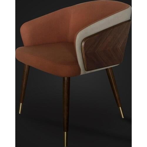 Dining chair simple creative chair household Nordic restaurant solid wood chair leather back stool modern leisure cloth chair