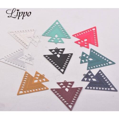 50pcs AB4488 25*30mm Triangle Charms Brass Pendant Jewelry Filigree Earrings Findings