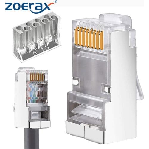 ZoeRax Cat6 RJ45 Connector,Two-Piece Design Modular Network Plug Connector 8P8C for Network RJ 45 Crimper Connectors