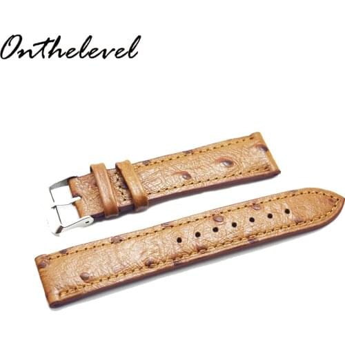 New leather retro ostrich pattern 18-24mmRetro Genuine Leather Watchbands Brown Yellow Gray Matte Leather Watch Strap 2018 new