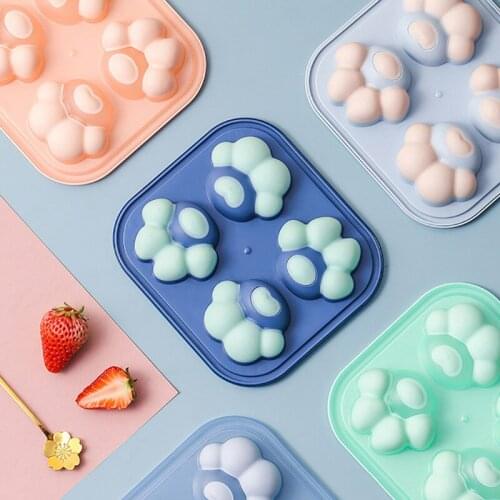 Silicone Mold Ice Cream Crearive Cat Paw Shape Home-made Ice Tray Mold Easy To Clean Ice Cream Mold Four Colors Available