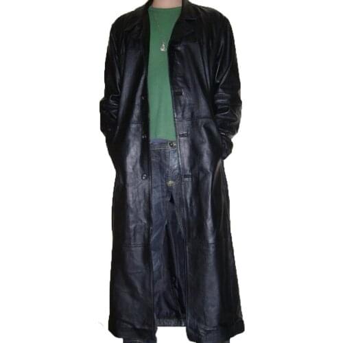 Creazioniinpelle Genuine Leather Matrix Trench Coat s m l XL XXL 3XL 4XL Made in Italy cr8 Black