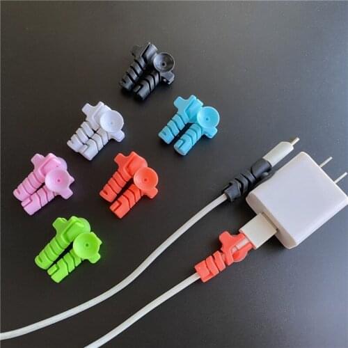 Universal Cartoon Sucker Spiral USB Cable Protector Data Line Cord Protective Case Cover For iPhone12 Type C Organize Holder