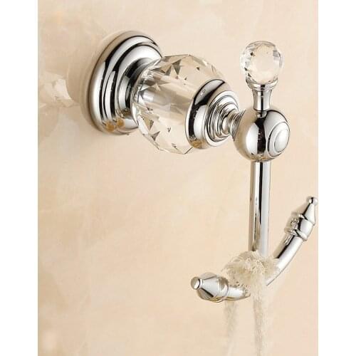 Vidric Robe Hooks European Style Hook on the wall Luxury Crystal Brass Gold Robe Hook Bathroom Hangings Towel Rack Clothes Hook