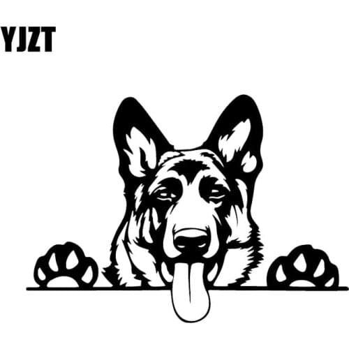 YJZT 16.8X11.9CM Modern Art Funny Animal Vinyl Car Sticker German Shepherd Dog Decal Black/Silver C24-1575
