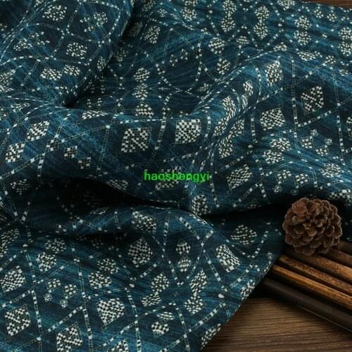 High-end linen clothing fabric, high-end ramie printed cloth summer cool dress clothing fabric