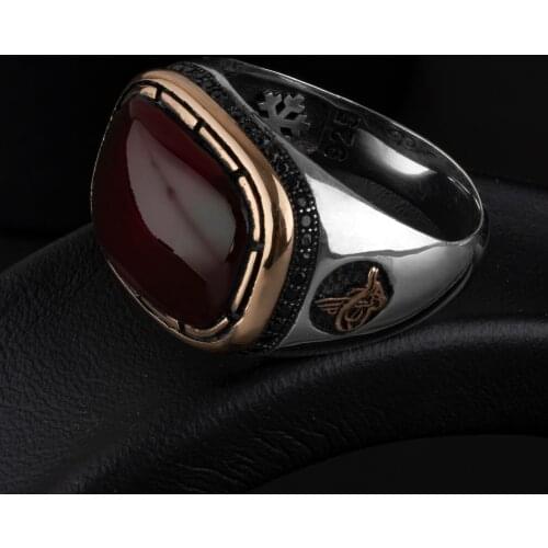 High-quality 925 Sterling Silver Agate stone ring Jewelry Made in Turkey in a luxurious way for men with gift /rings onyx, pearl