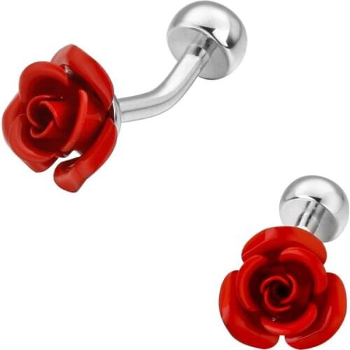 High quality mens wedding Cufflinks Red rose Cufflinks 5 pairs of packaging for sale