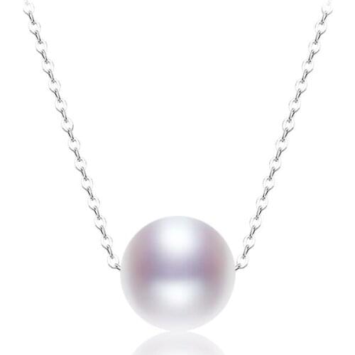 XF800 High Quality 925 Sterling Silver Jewelry 7.5-8mm Natural Freshwater Pearl Pendant Necklace Simple Fashion Ladies Jewelry