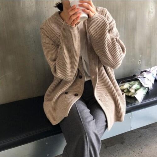 Womens Clothing Cute Kawaii Casual Loose Solid Color Cardigan Sweater Thick Japan Knitted Harajuku Ulzzang Sweaters For Women