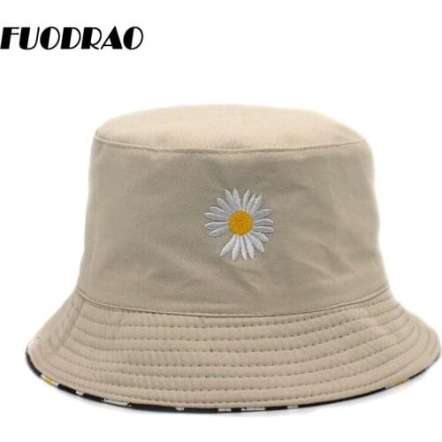 FUODRAO Summer Women Hat Reversible Bucket Hat Cotton Beach Sun Hats Bob Chapeau Femme Floral Panama Hat Fisherman Hat M85