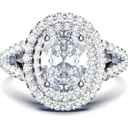 HOT Sale Handmade Vintage Jewelry 925 Sterling Silver&Gold Fill Oval Cut White Topaz CZ Diamond Gemstone Women Wedding Band Ring