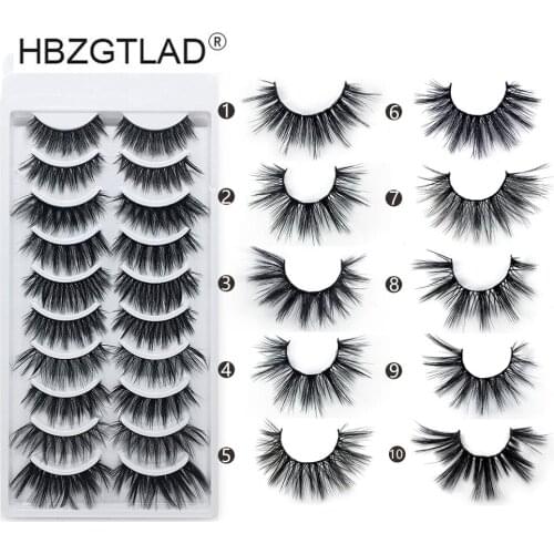 10 Pairs/Set Makeup Natural 3D Volume Mink False Eyelashes Curl Cross Long Thick Mink Lashes Soft Handmade Eye Extension Lashes