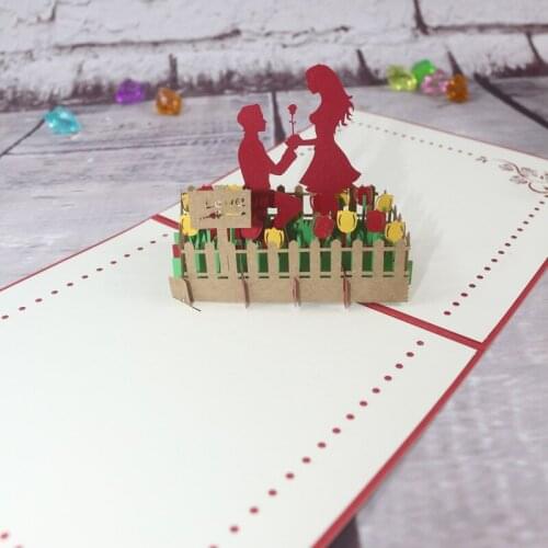 3D Handmade Love Garden Propose Romantic Lover Paper Invitation Greeting Card PostCard Valentines Day Wedding Creative Gift