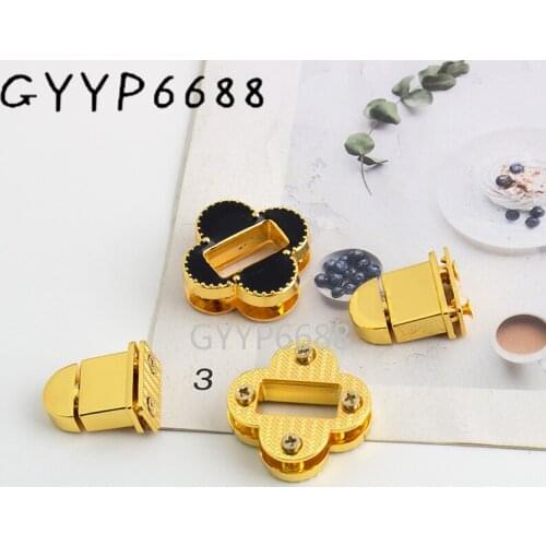 5-20sets 4*30mm K gold turn twist lock purse accessories parts flower shape bag metal twist locks