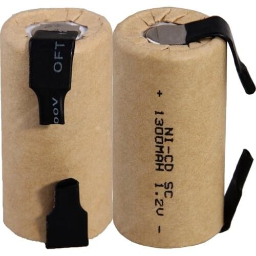 SC batteries 1300mAh rechargeable NICD akkus sub C battery welding tabs 1.2V soldering tape for electric drills for USAG