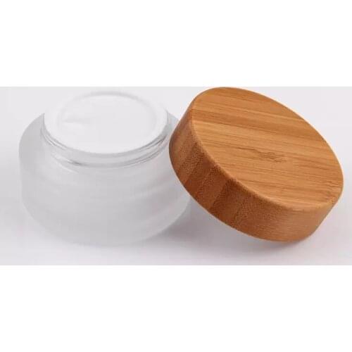 100g 50g Bamboo Cosmetic Jar Glass for Face Cream Packing Glass Jar with Lids Bamboo Frosted Clear Bamboo Glass Container