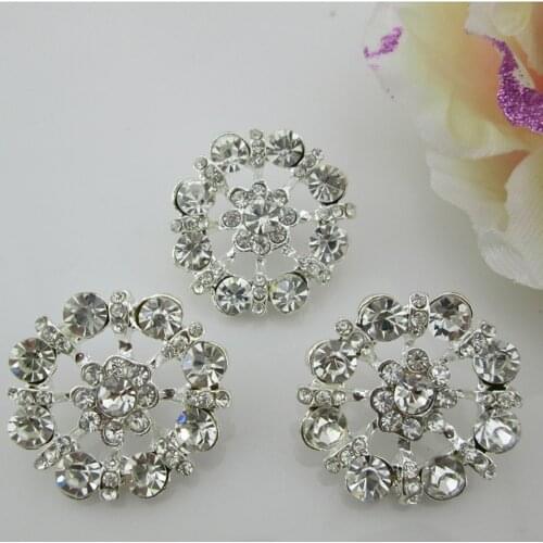BT265 27mm)5pcs round metal rhinestone button hair flower center scrapbooking accessories