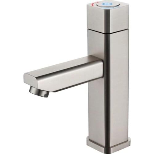 Chaowalmai Bathroom Faucets Soild Brass Basin Faucet Black Faucet Basin Mixer Taps Sink Tap Push Button Switch Hot Cold Water