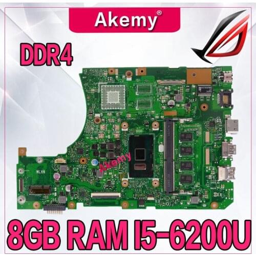 DDR4 X556UAM laptop motherboard For Asus X556U X556UV X556UQ X556UQK mainboard Test original motherboard DDR4 8GB RAM I5-6200U