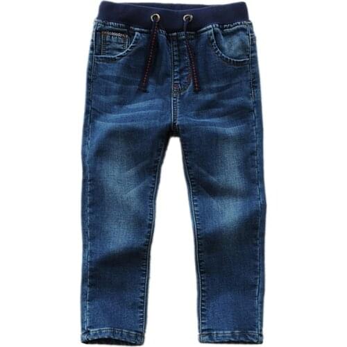 Kids Boys Jeans Elastic Waistline Fashion Brand Design Kids Casual Denim Pants For Teen Boy 2-14 Years Wear FM034