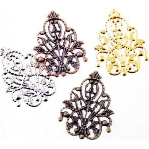 Free shipping 30Pcs Filigree Wraps Flower Connectors Metal Crafts Gift Decoration DIY Findings 26x35mm